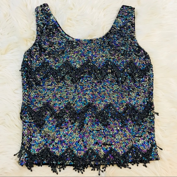 Vintage | Tops | Vintage Sequin Beaded Top | Poshmark